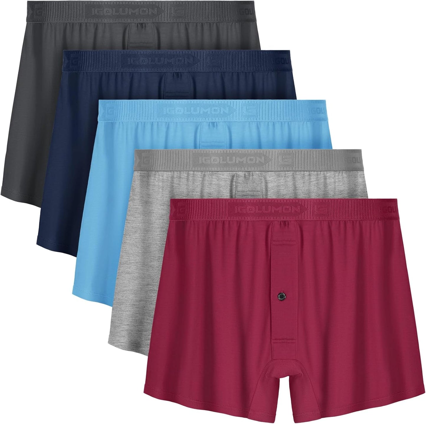 IGOLUMON Mens Underwear Boxer Shorts 5 Pack for Comfort and Style
