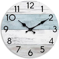 Wall Clock Silent Non-Ticking Wooden 18 in Blue - Quiet Coastal Decor