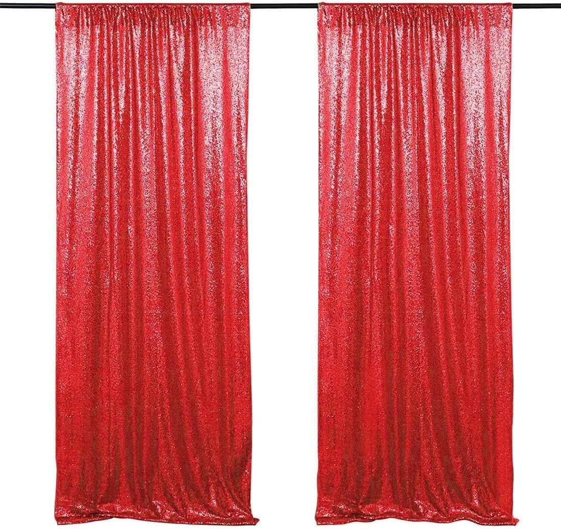 Red Sequin Backdrop Curtain for Sparkly Birthday Decorations