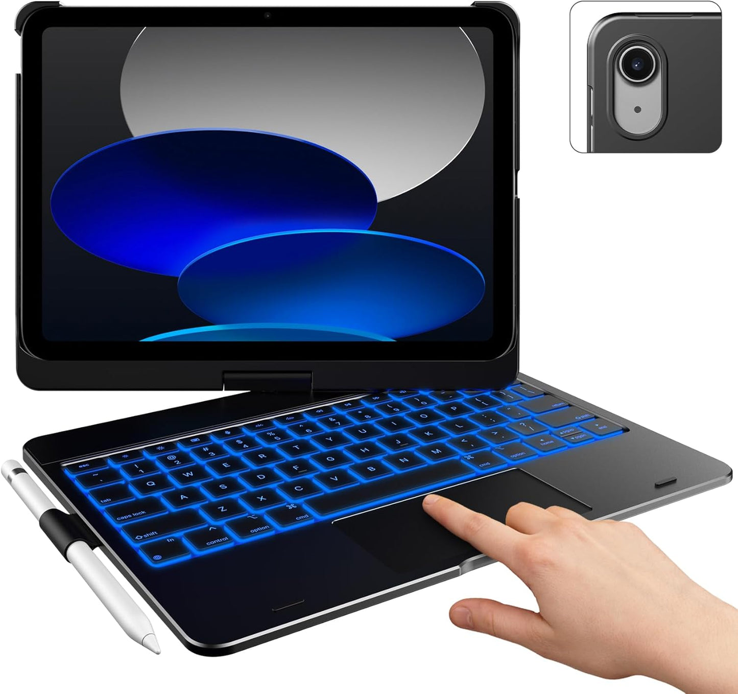 360 Rotatable Keyboard Case for iPad 10th & 11th Gen - Thin, Light, Backlit