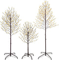 3ft 5ft 6ft Twinkling Twig Trees Set - Warm White Lights