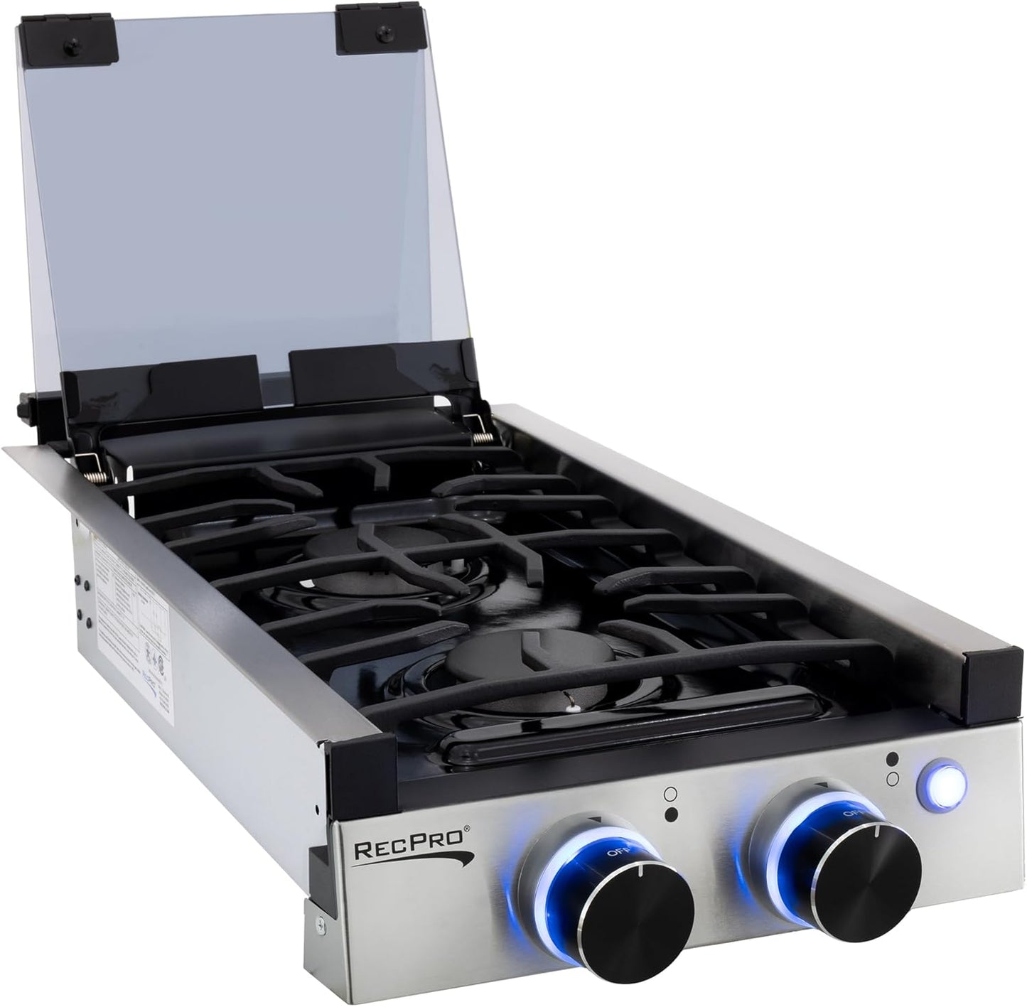 RecPro RV Built In Gas Cooktop: 2 Burner Stainless Steel Option