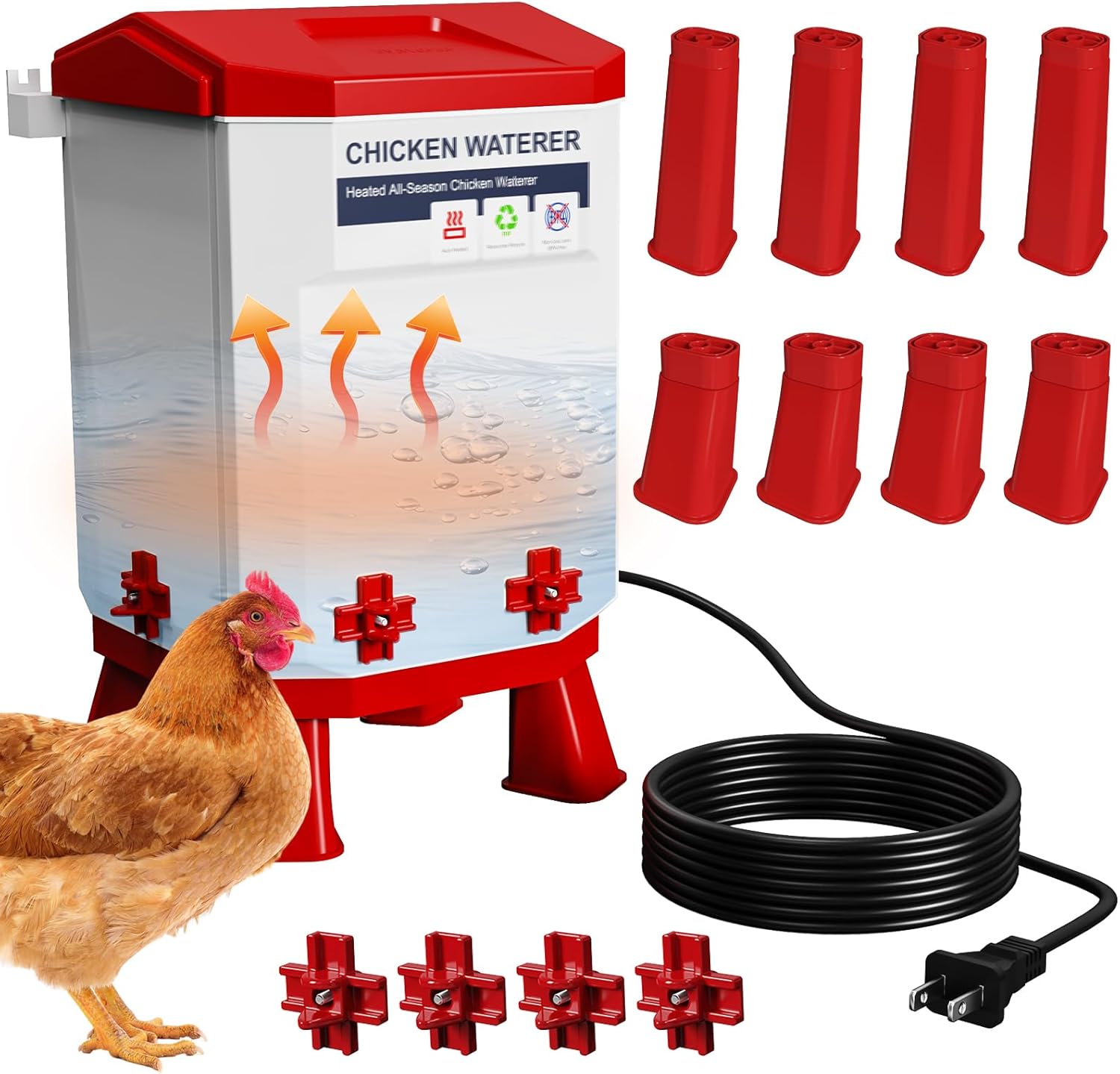 Nexum 2-Gallon Heated Chicken Waterer for All-Season Use