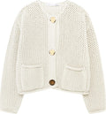 Wyeysyt Cropped Cardigan Sweater - Chunky Knit Open Front Crop