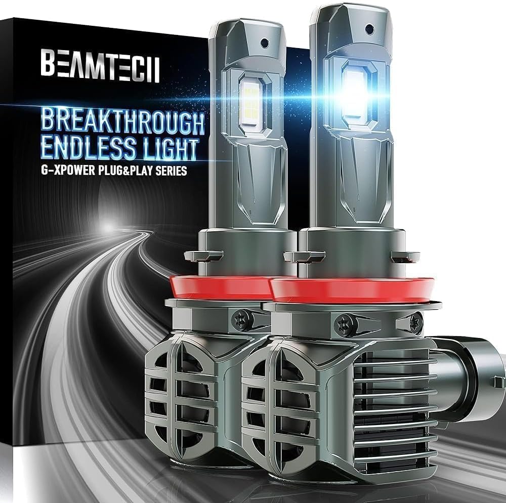 BEAMTECH H11 Bulbs - 500% Brighter Xenon White Fog Lights