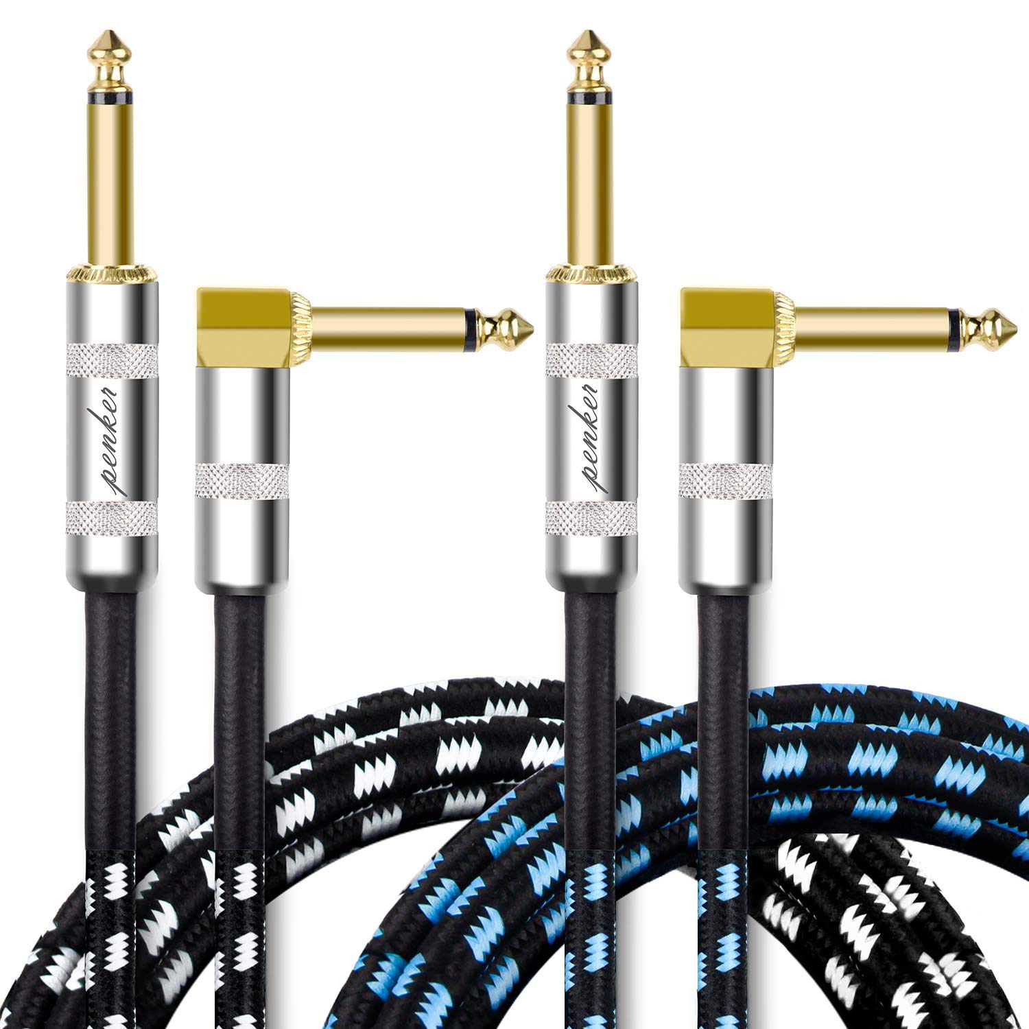 Penker 2 Pack Gold Plated Guitar Cables - Premium Sound!