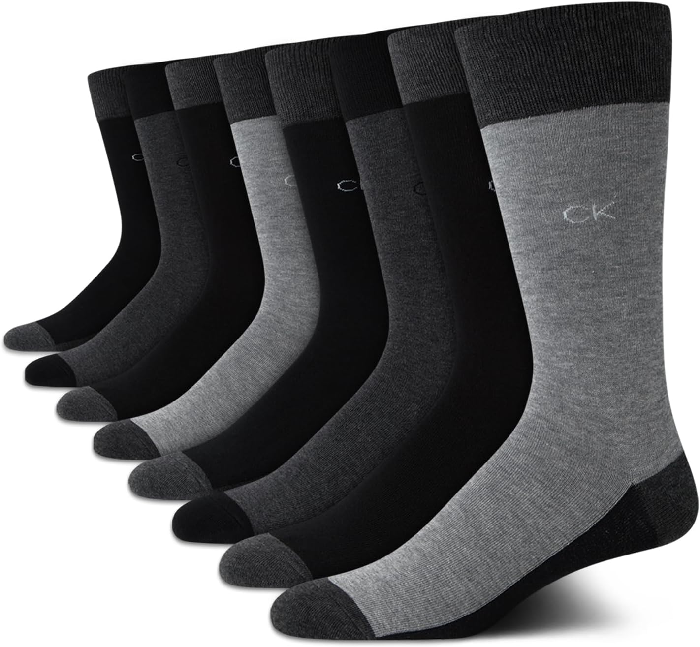 Calvin Klein Mens Dress Socks - Soft Cotton Blend Crew Socks