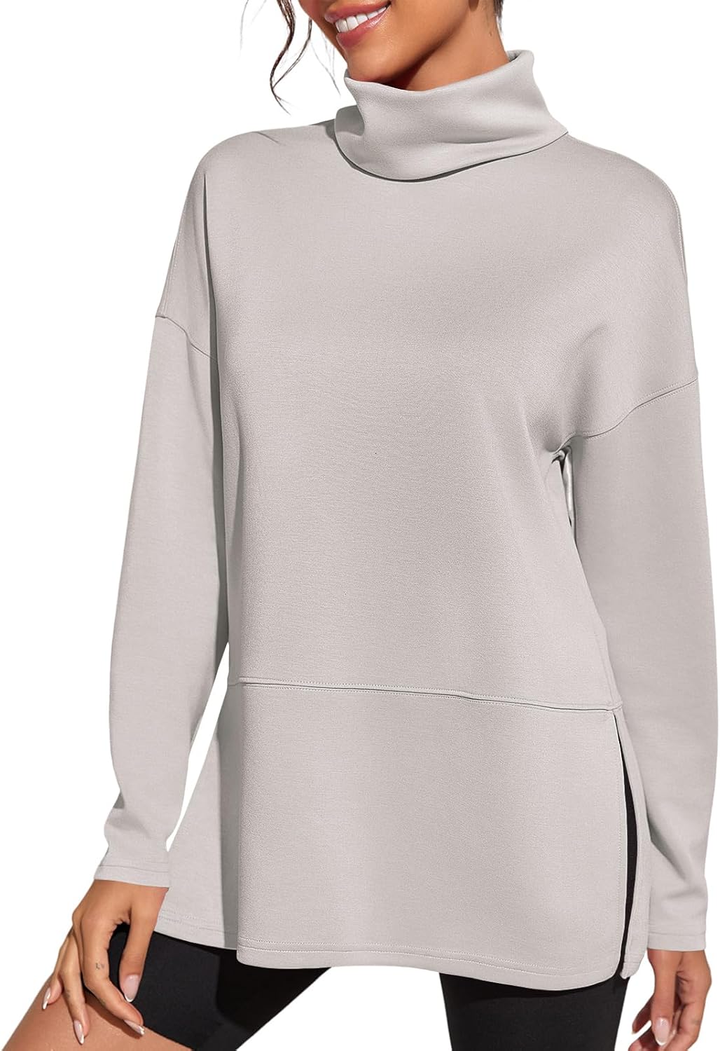 Fisoew Women's Turtleneck Oversized Sweatshirt for Casual Style