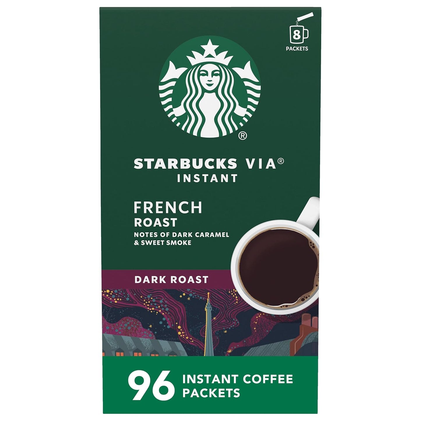 Starbucks VIA Instant Coffee Dark Roast French Roast 8 Pack
