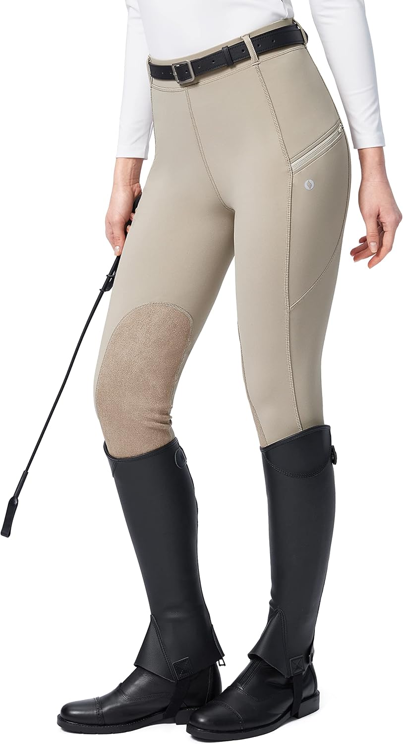 SANTINY Women's Horse Riding Pants with Zipper Pockets for Comfort