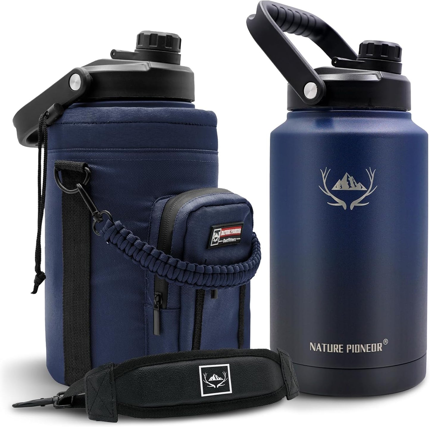 NATURE PIONEOR 128 oz Insulated Water Bottle with Holder