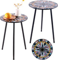 Party Zealot Metal Mosaic Round Side Tables for Small Spaces