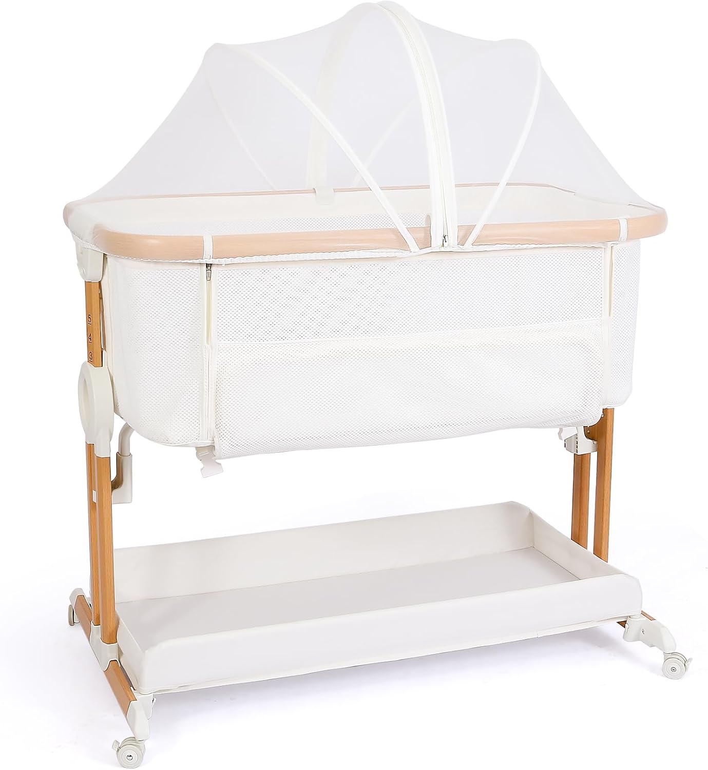 Baby Bassinet Bedside Sleeper 2 in 1 with Adjustable Heights