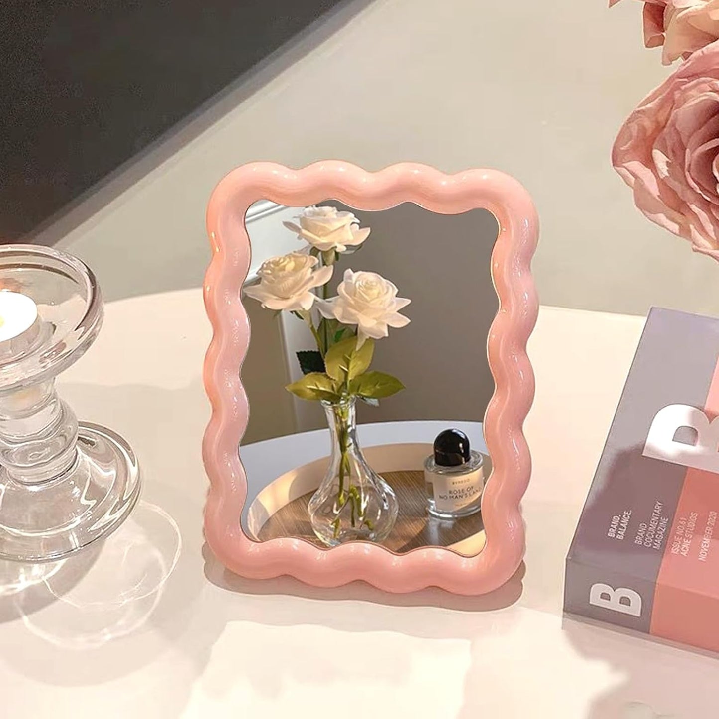 Portable Wave Shaped Makeup Mirror - CCREDONE