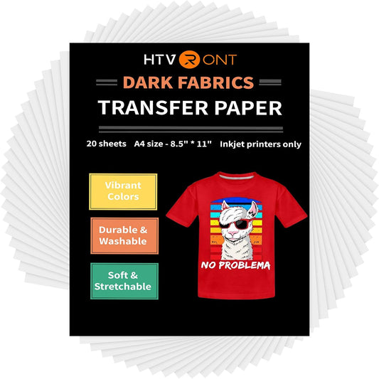 Vivid & Durable Heat Transfer Sheets - 20 Pack - Dark Fabric