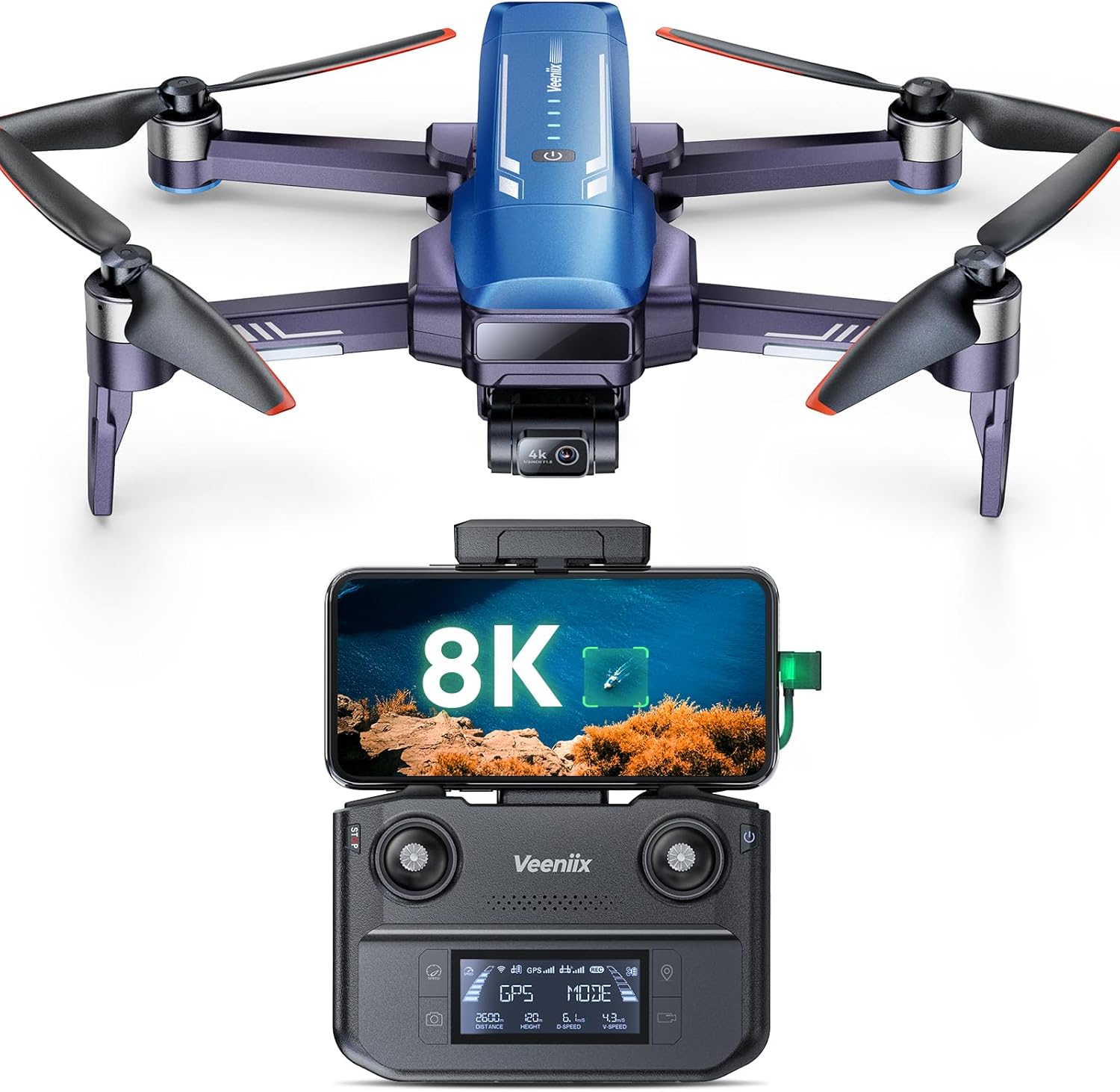 V11PRO Drone with 8K Camera and 80min Flight Time for Adults