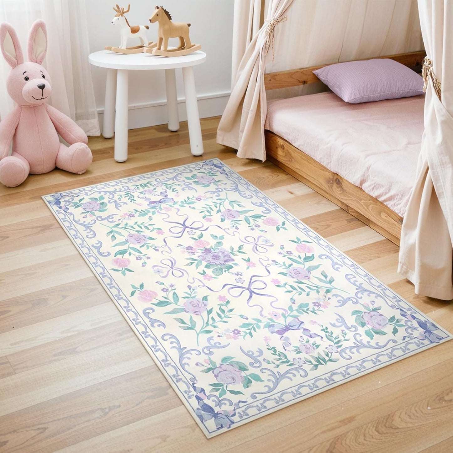 Collive 3x5 Nursery Rug - Boho Purple Floral Area Rug