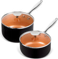 MICHELANGELO Saucepans 2QT & 3QT Copper Set - Durable Nonstick Ceramic