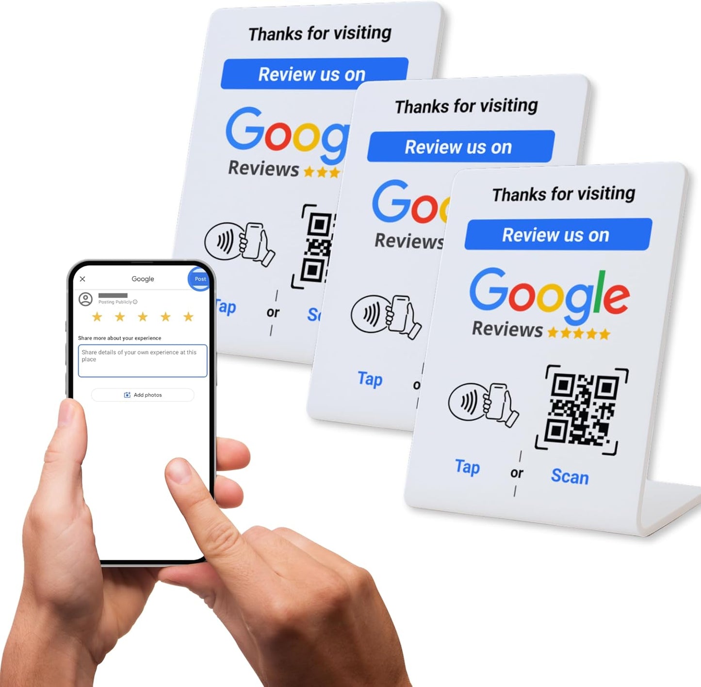 NFC Tap Google Review Stand - Boost Customer Feedback Easily
