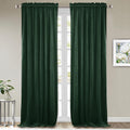 Dark Green Velvet Blackout Curtains W52 x L84 - Luxury Thermal Panels