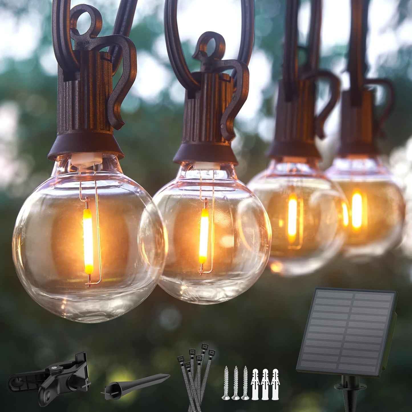 Minetom Solar Outdoor Lights - 208 FT G40 Globe Bulbs for Decor
