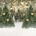 Kate 88ft Christmas Tree Photo Backdrop Bokeh Light Green Street