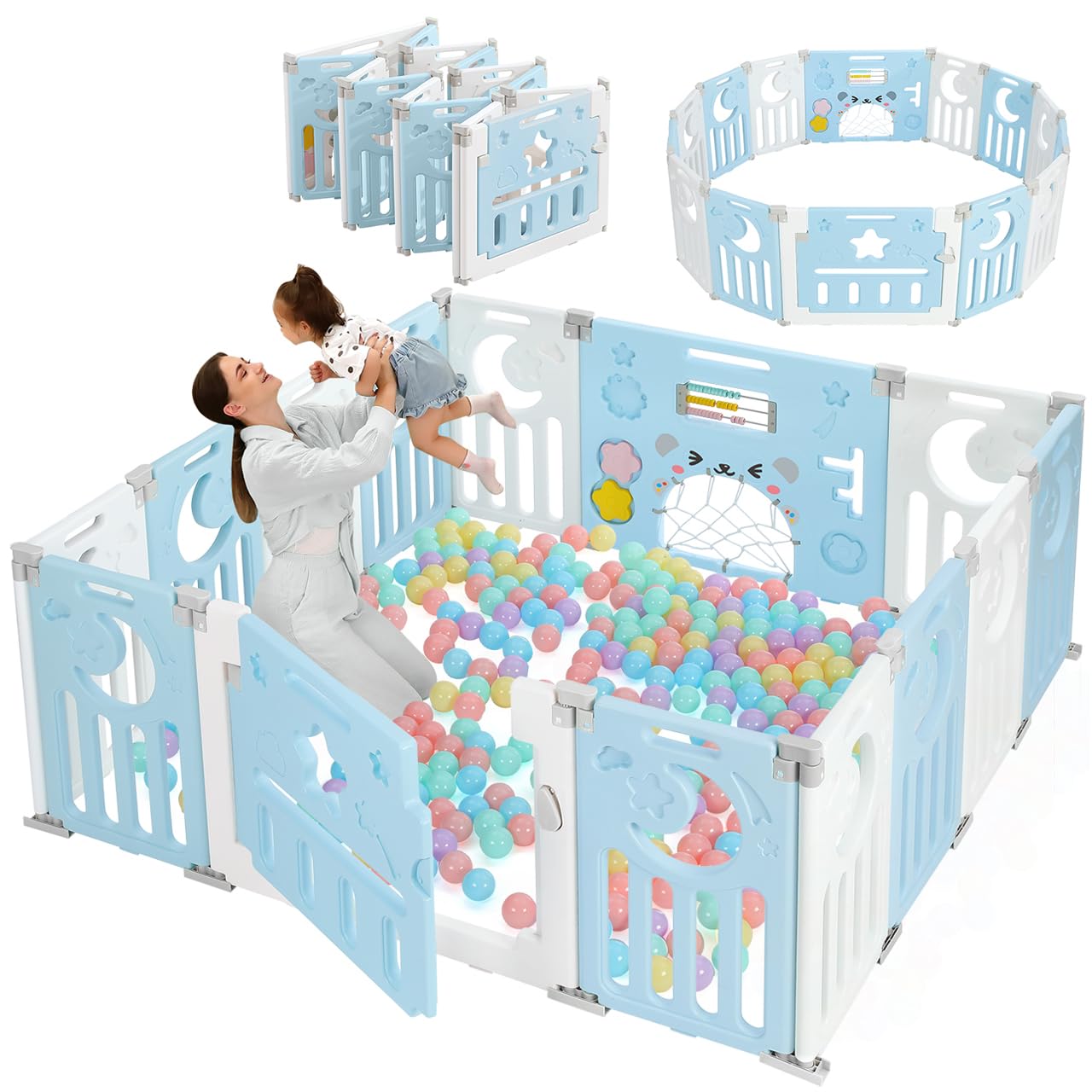 Baby Playpen for Toddlers - Adjustable 14-Panel Playard