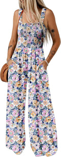 Women's Sleeveless Wide Leg Jumpsuit Overalls - Lightweight Summer