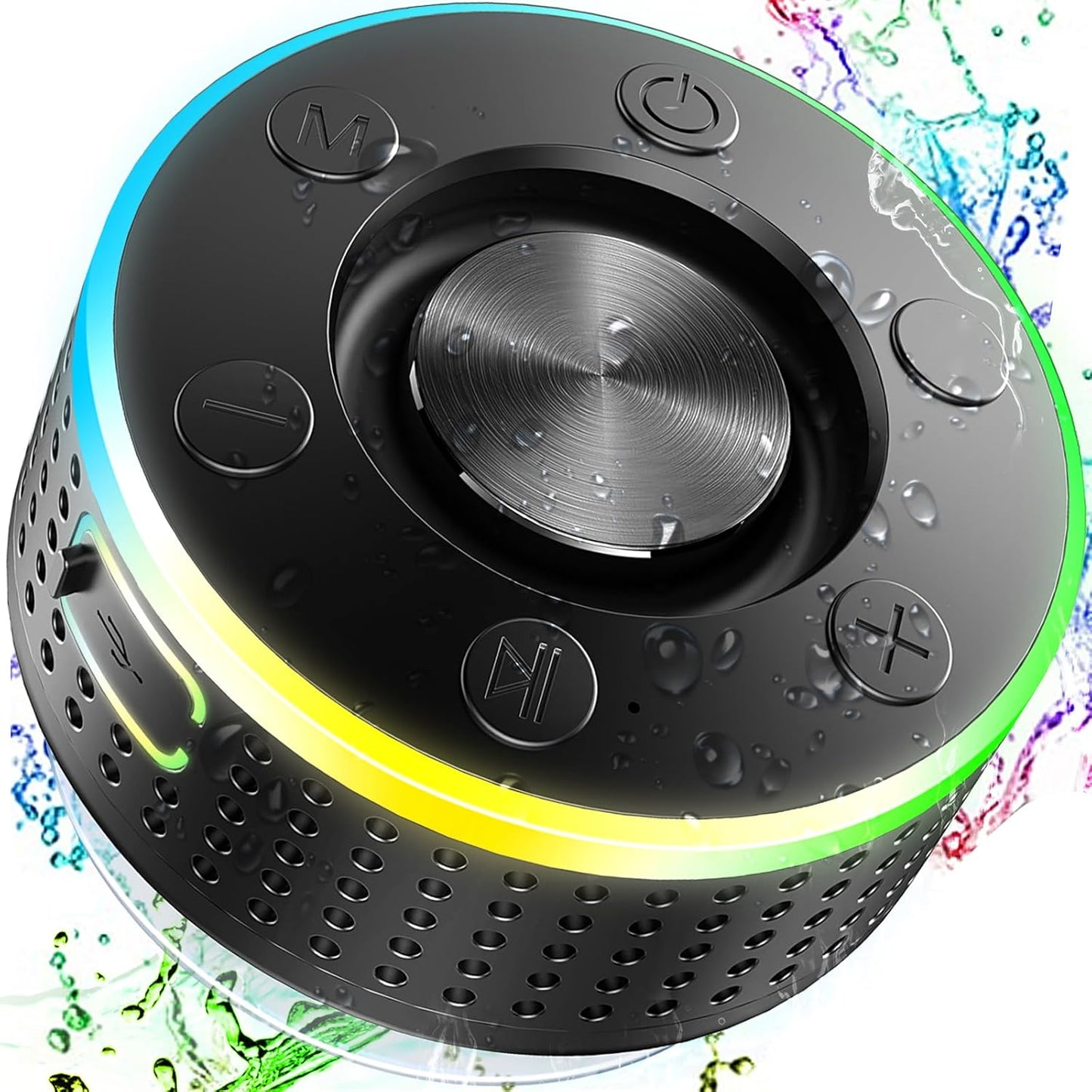 Waterproof Bluetooth Shower Speaker with RGB Lights