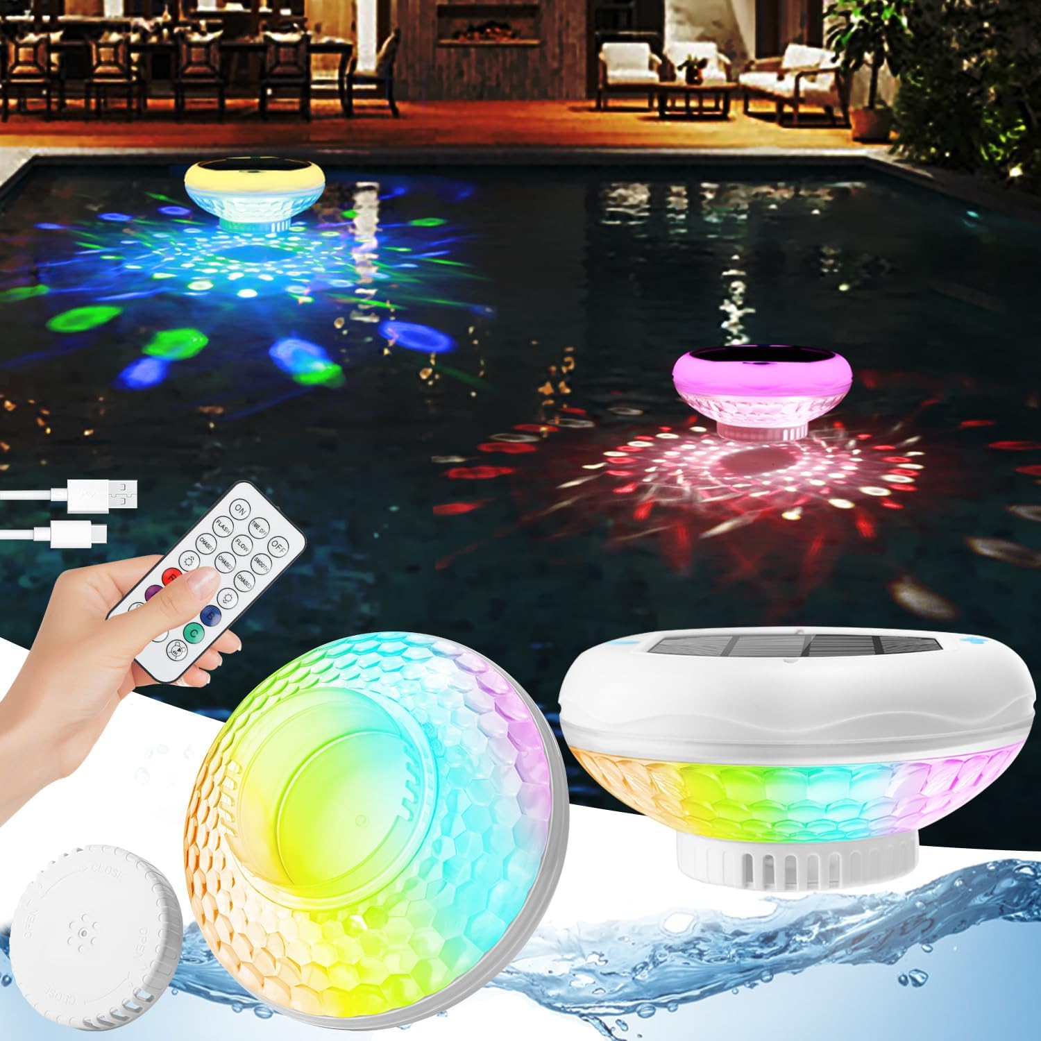 Floating Pool Lights and Chlorine Dispenser for Ultimate Fun