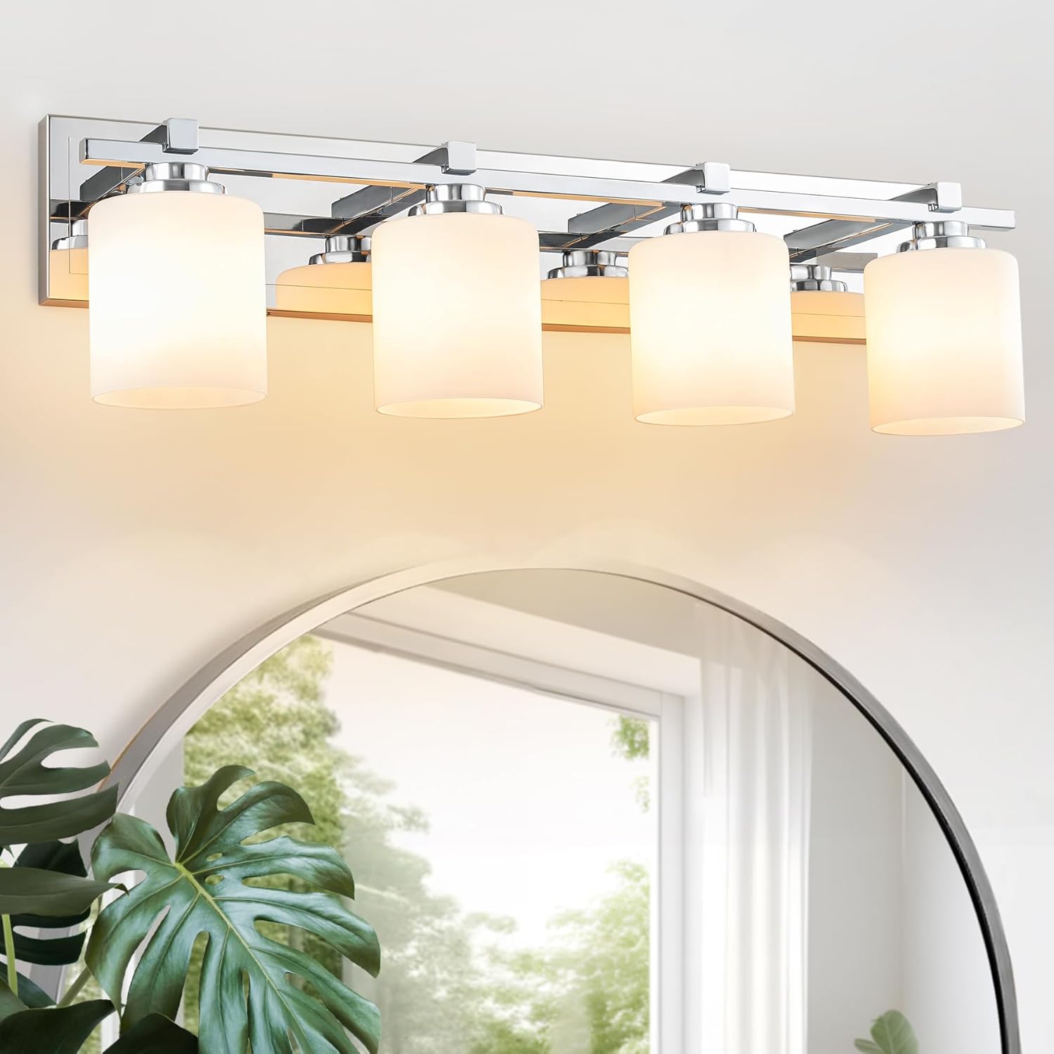 4 Light Modern Bathroom Light Fixtures Over Mirror for Style