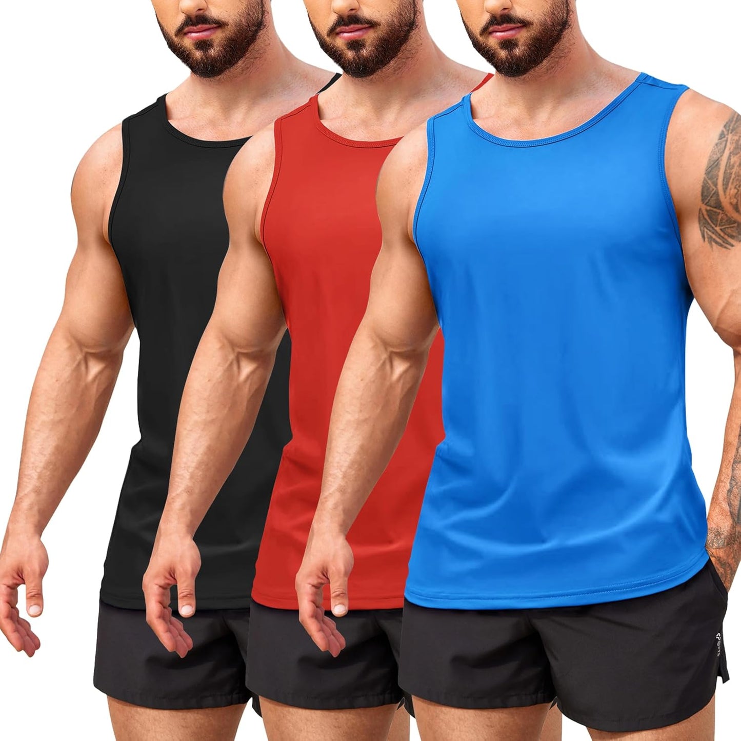 COOFANDY Men's 3-Pack Quick Dry Muscle Tank Tops