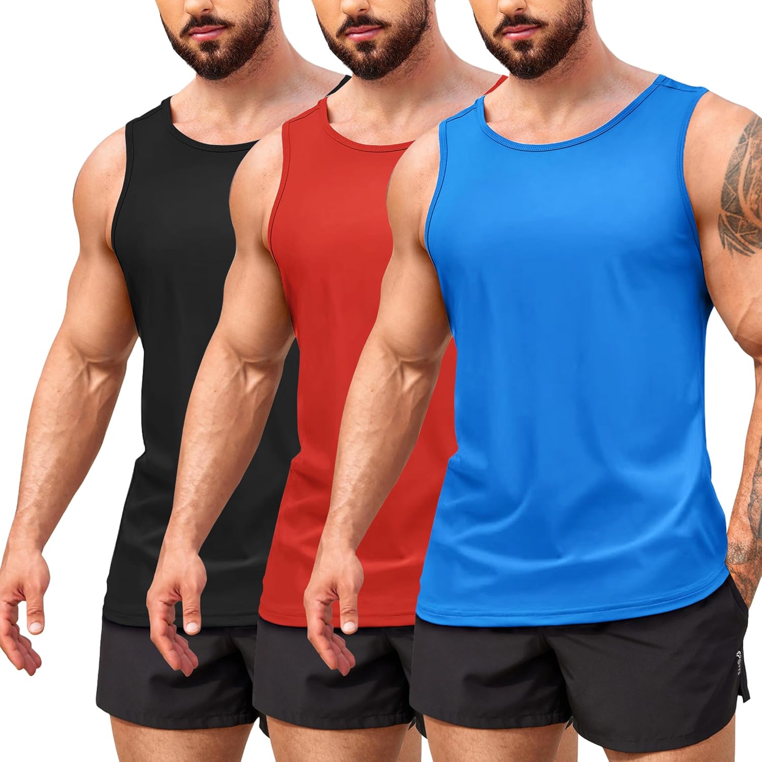 COOFANDY Men's 3-Pack Quick Dry Muscle Tank Tops