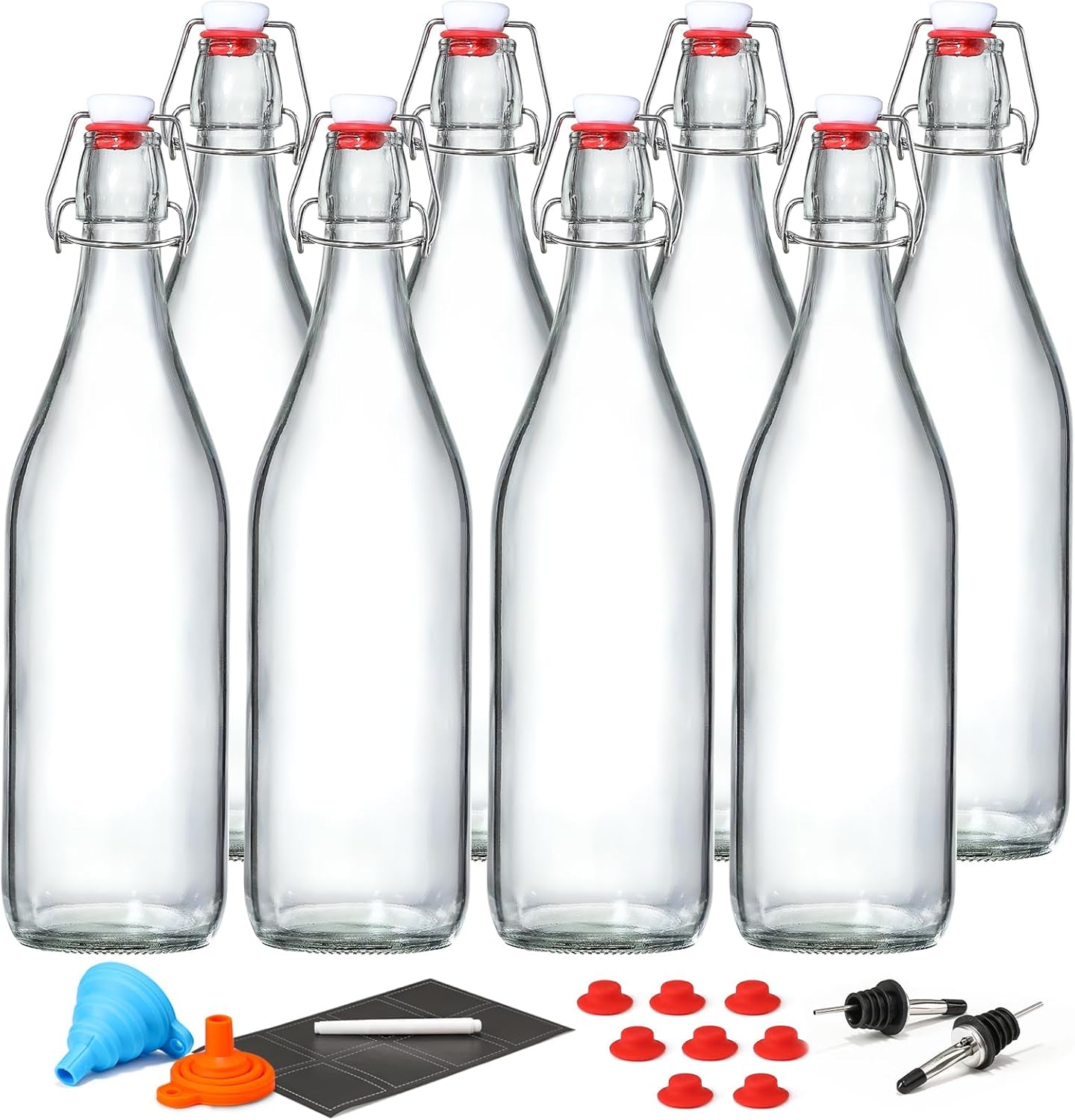 8 Pack Swing Top Glass Bottles for Home Brewing and Storage