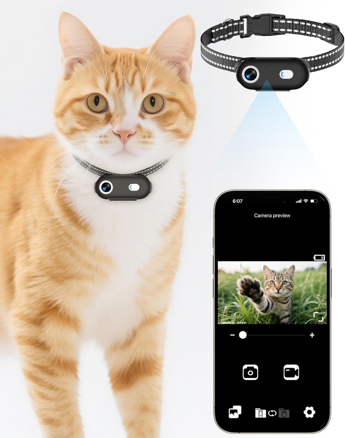 Cat Camera Collar with 1080P HD Video Recording for Pets