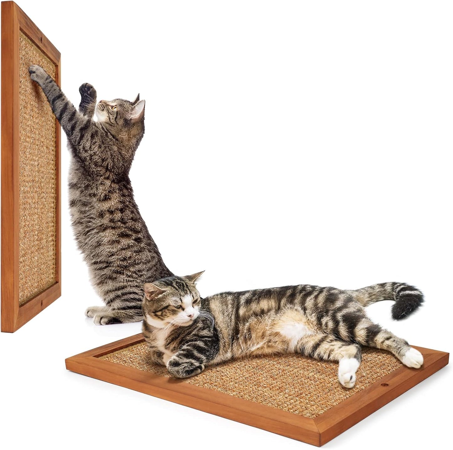 2PCS Cat Scratching Post - Natural Wooden Sisal Wall Scratcher