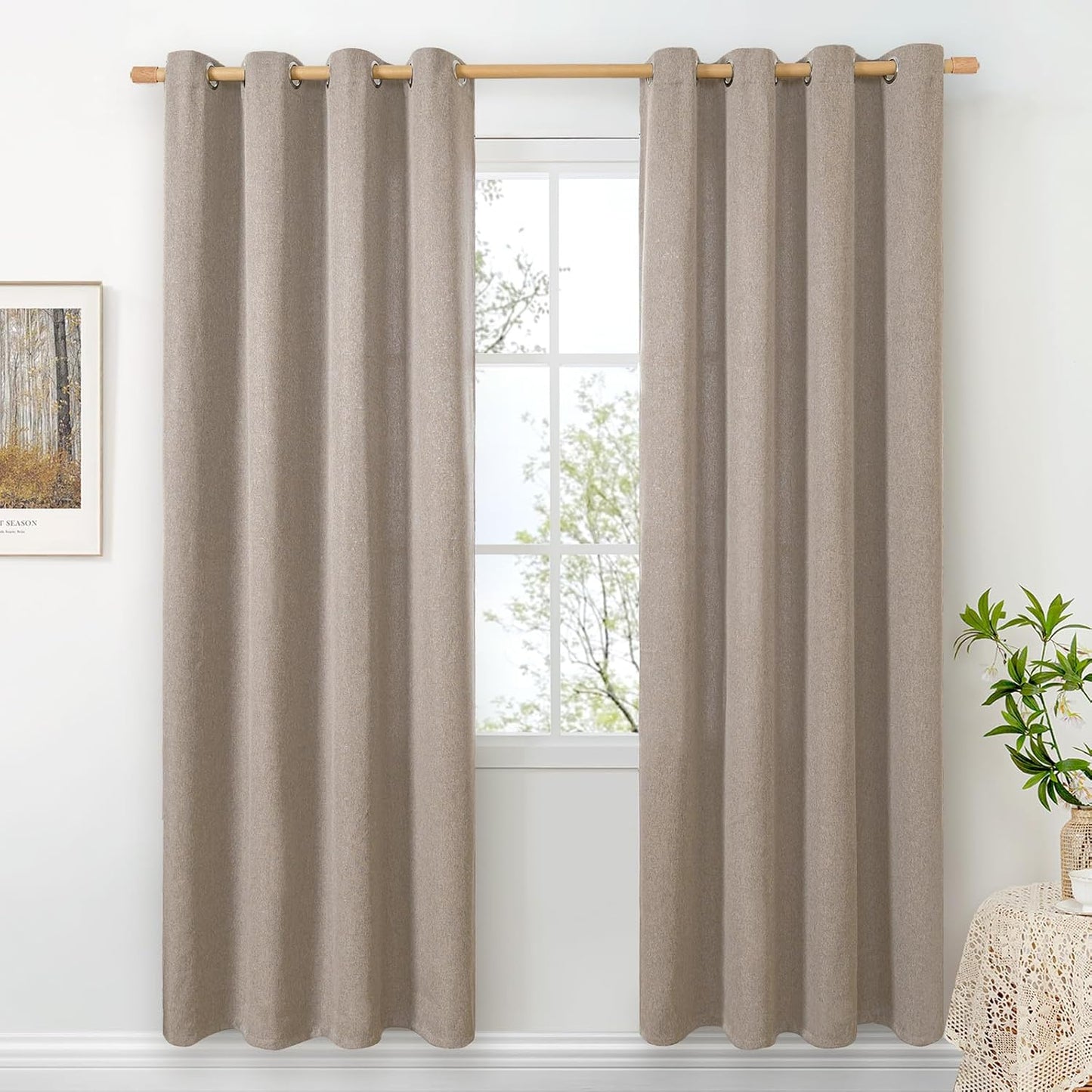 BGment Taupe Linen Semi Sheer Curtains for Elegant Living Room