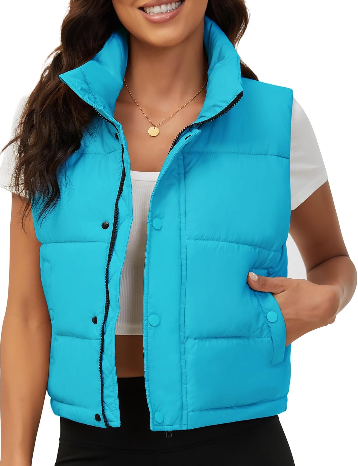 Fengbay Womens Puffer Vest: Trendy Lightweight Cropped Style