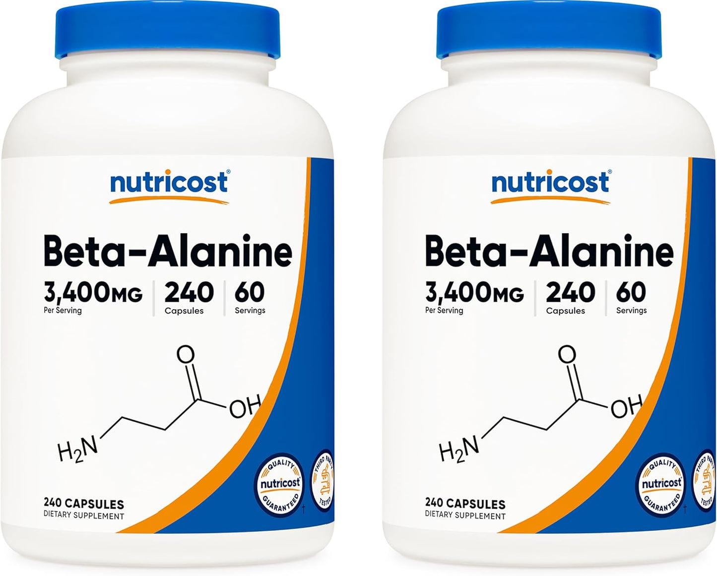 Nutricost Beta-Alanine Capsules 3400mg - 240 Caps for Energy