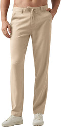 Men's Linen Pants for Summer - 55% Linen Drawstring 29-32in
