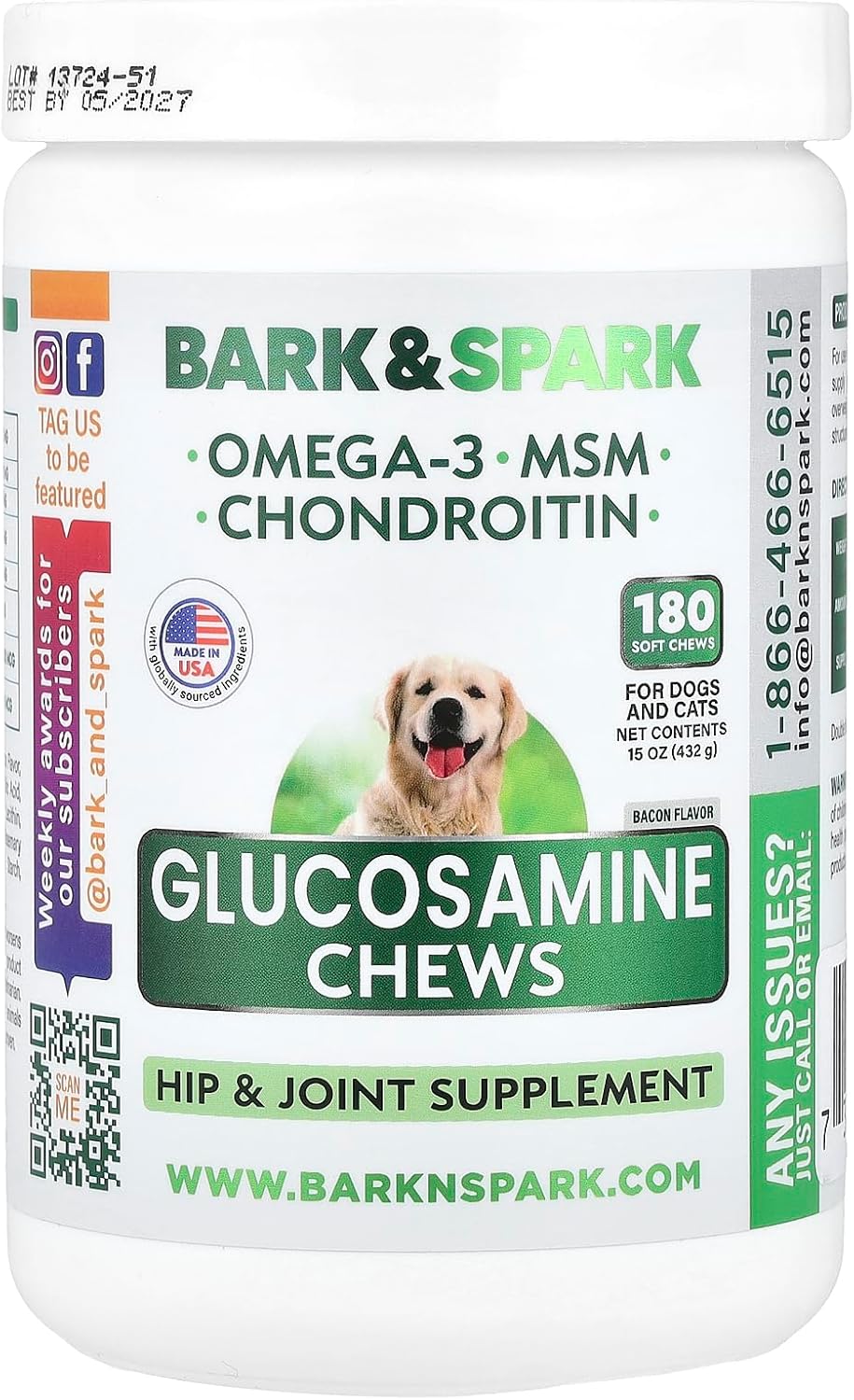 BARK&SPARK Glucosamine Chondroitin Dog Joint Supplement Chews