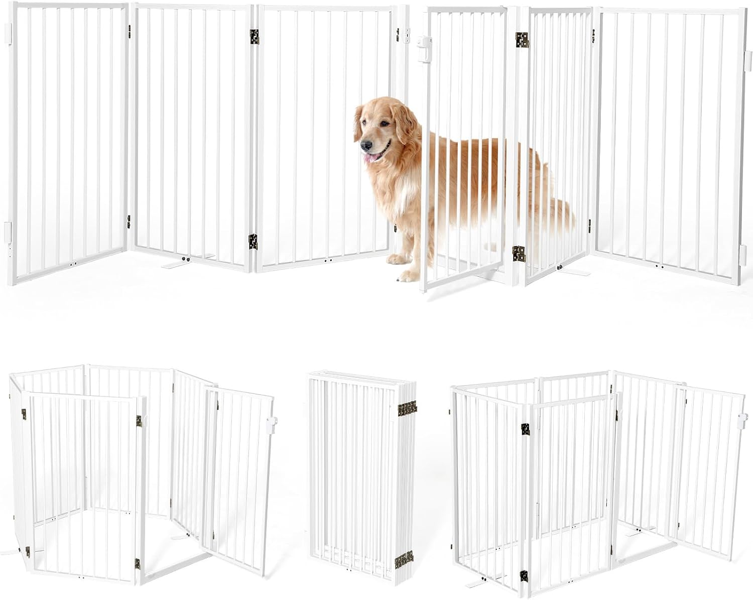 Metal Freestanding Dog Gates with Door for Indoor and Outdoor Use