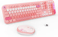 Wireless Keyboard and Mouse Combo - Cute Pink Retro Full-Sized