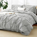 CozyLux California King Pintuck Comforter Set Light Grey - Elegant All