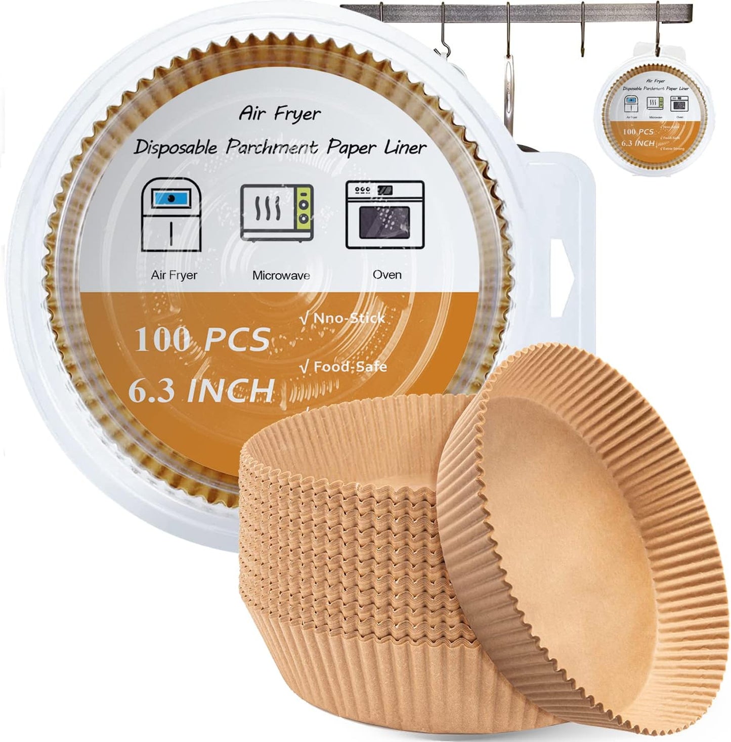 Non-Stick Air Fryer Liners - 100 PCS, 6.3 - Tiktok Must-Have