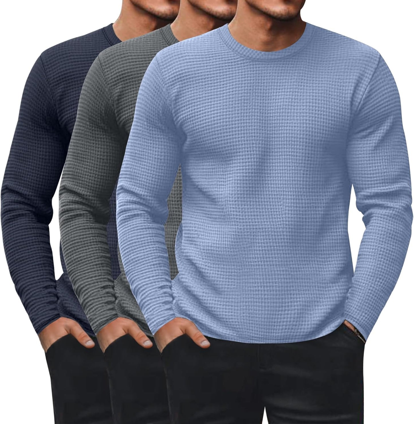 Ficerd Men's Waffle Long Sleeve Shirts for Casual Comfort