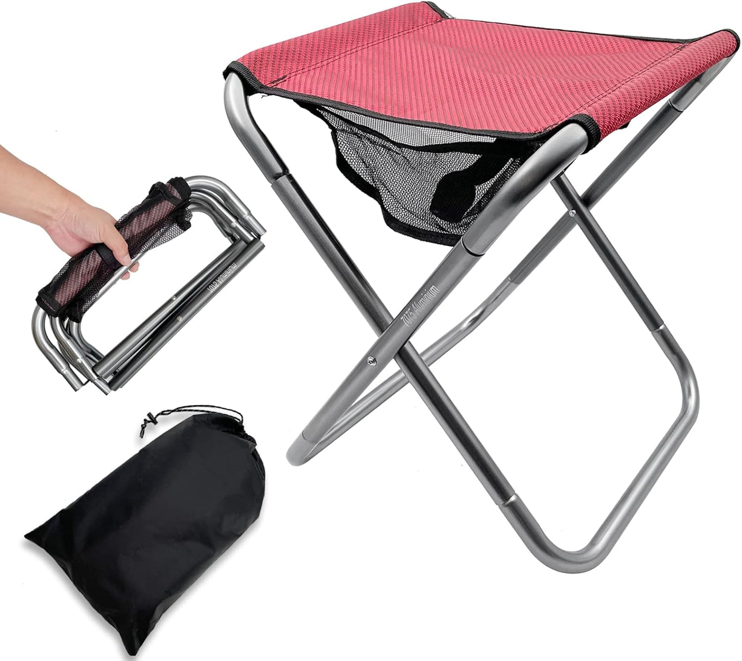 Portable Red Camping Stool: Lightweight & Foldable