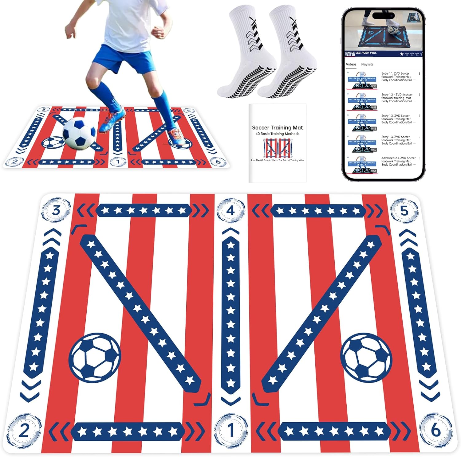 Soccer Training Mat with Video for Enhanced Footwork Skills
