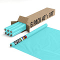 Party Solids Aqua Plastic Table Cover Roll Pack of 6 - Heavy Duty