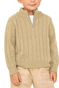 Toddler Boys Girls Twisted Knit 1/4 Zip Sweater - Warm, Soft Layer